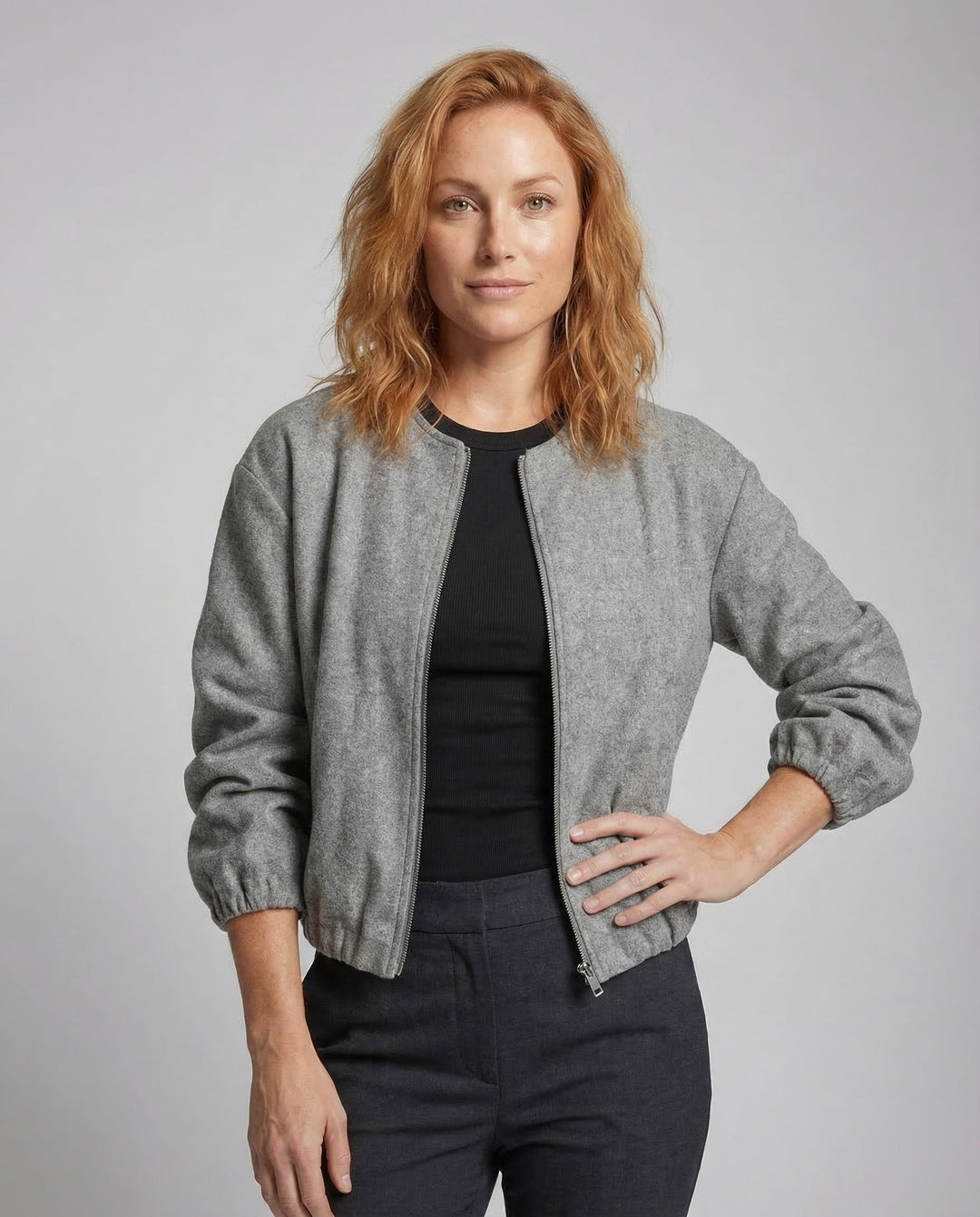 Damernas korta blousonjacka med ballongärmar-Eva Jonsson