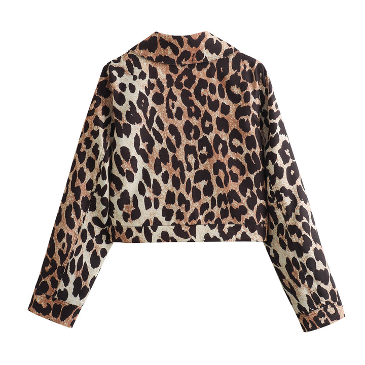 Damernas korta mockajacka med elegant leopardtryck Mirla-Eva Jonsson