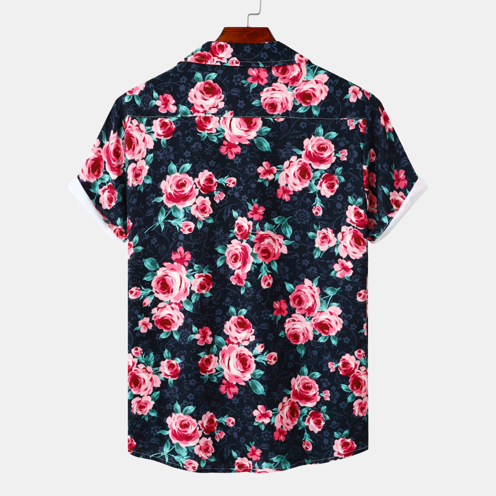 Damernas kortärmad blus med blommönster och bekväm passform Mirla-Eva Jonsson