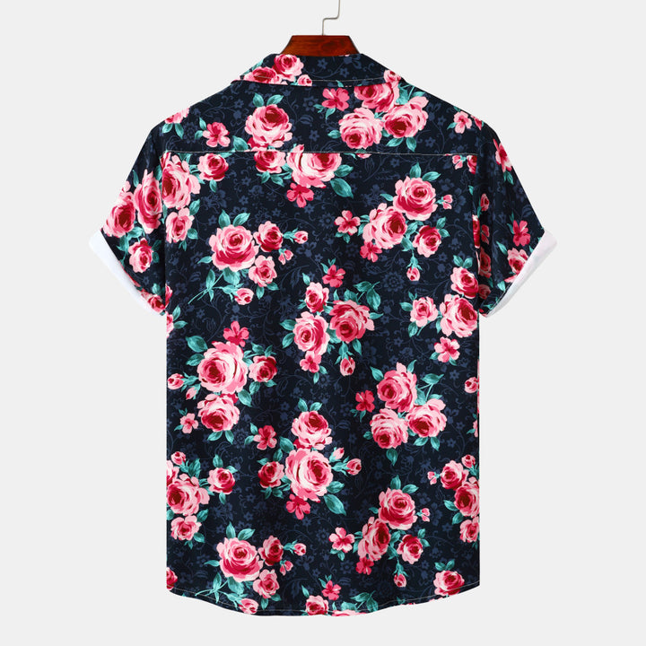 Damernas kortärmad blus med blommönster och bekväm passform Mirla-Eva Jonsson