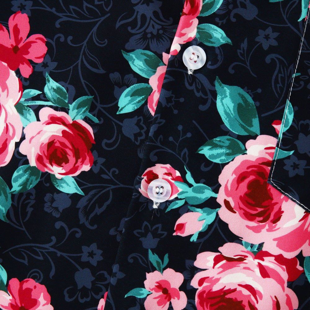 Damernas kortärmad blus med blommönster och bekväm passform Mirla-Eva Jonsson