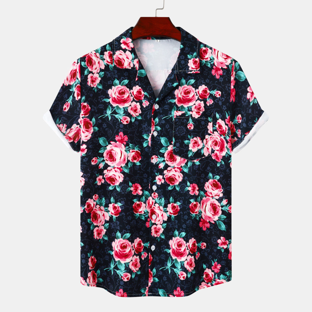 Damernas kortärmad blus med blommönster och bekväm passform Mirla-Eva Jonsson