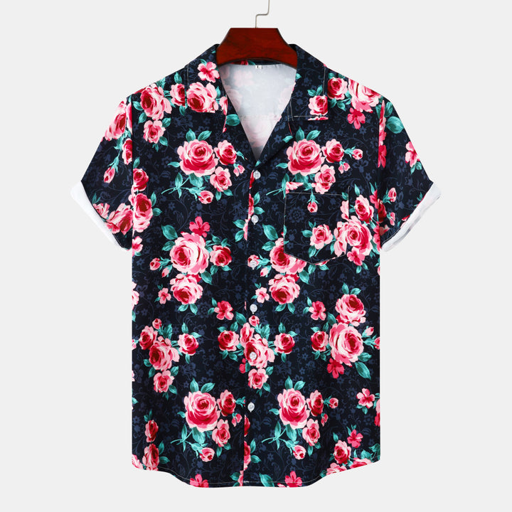 Damernas kortärmad blus med blommönster och bekväm passform Mirla-Eva Jonsson
