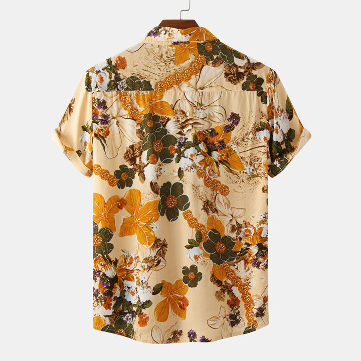 Damernas kortärmad pyjamas med blommönster och elastisk midja Mirla-Eva Jonsson