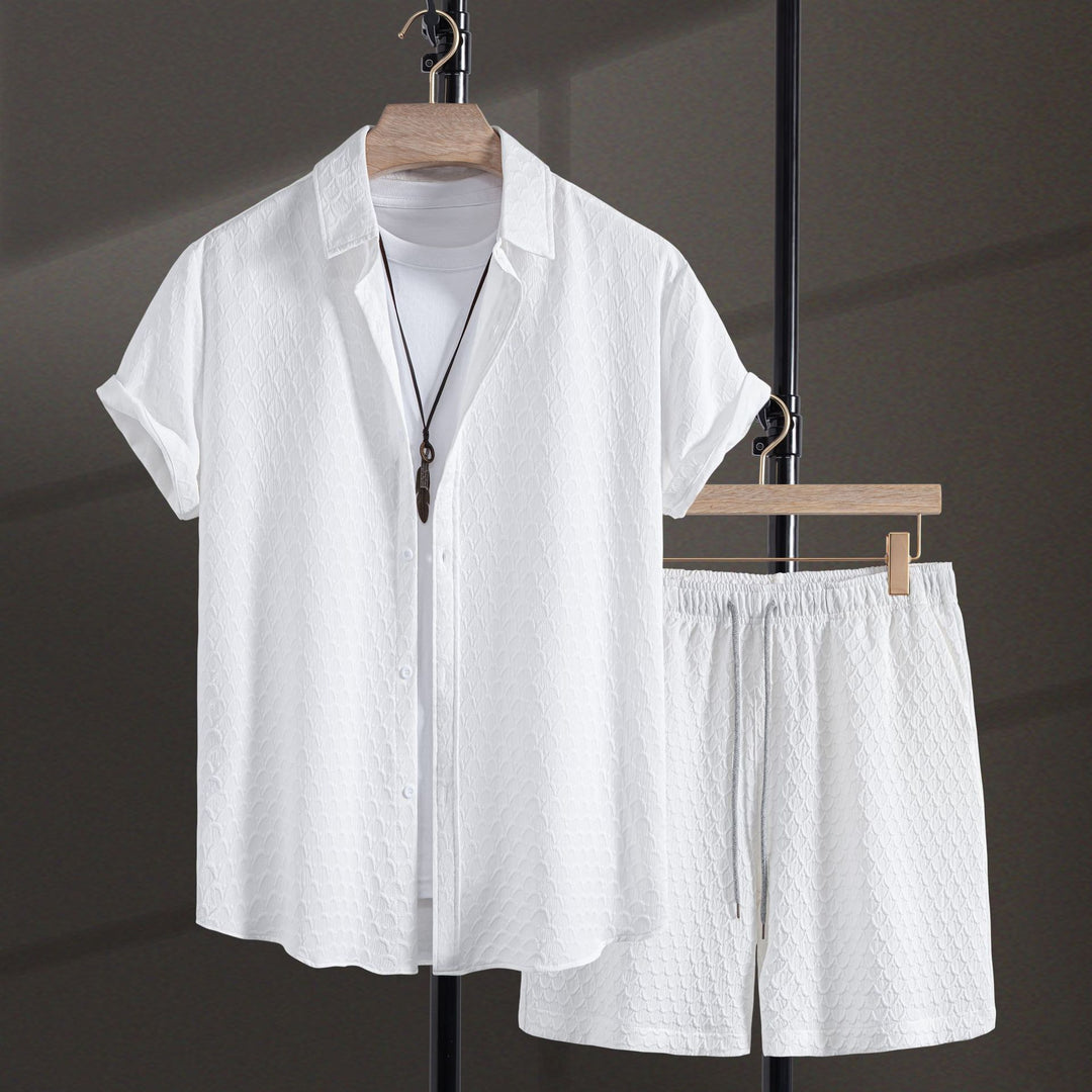 Damernas kortärmad pyjamas set med strukturerad design Mirla-Eva Jonsson