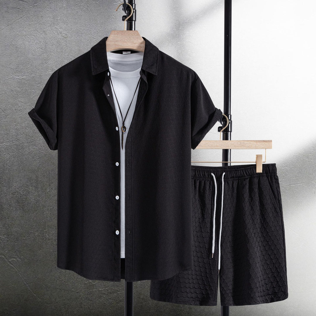 Damernas kortärmad pyjamas set med strukturerad design Mirla-Eva Jonsson