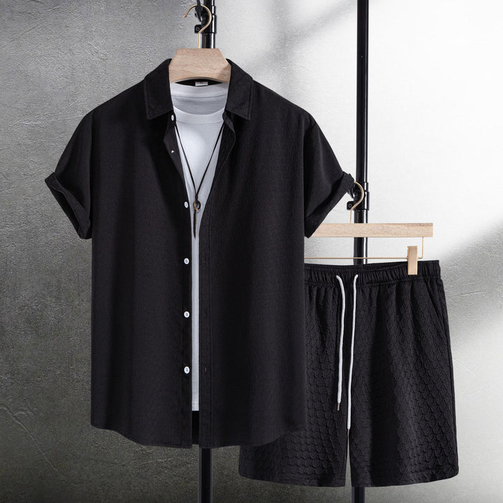 Damernas kortärmad pyjamas set med strukturerad design Mirla-Eva Jonsson