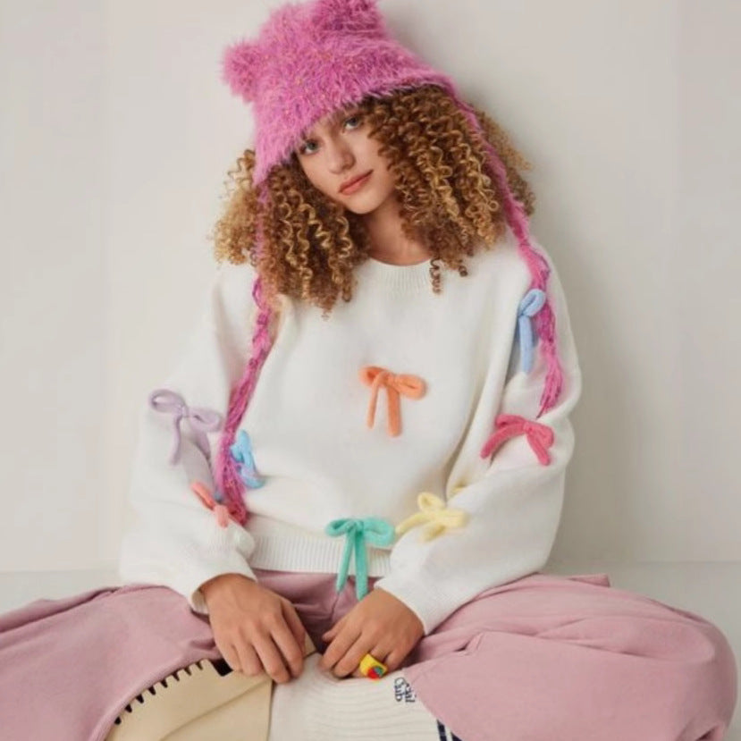 Damernas kreativa stickad tröja med färgglada applikationer Eva Jonsson-Eva Jonsson