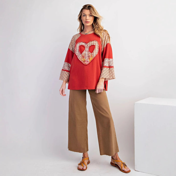 Damernas kreativa sweatshirt med patchwork-design Eva Jonsson-Eva Jonsson