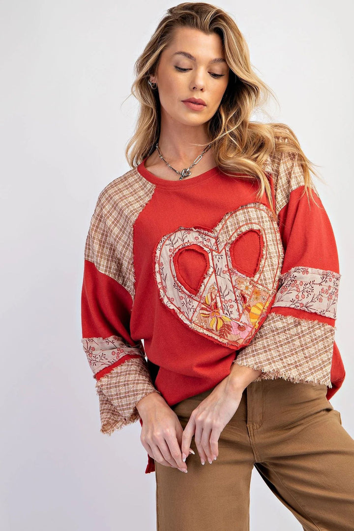 Damernas kreativa sweatshirt med patchwork-design Eva Jonsson-Eva Jonsson