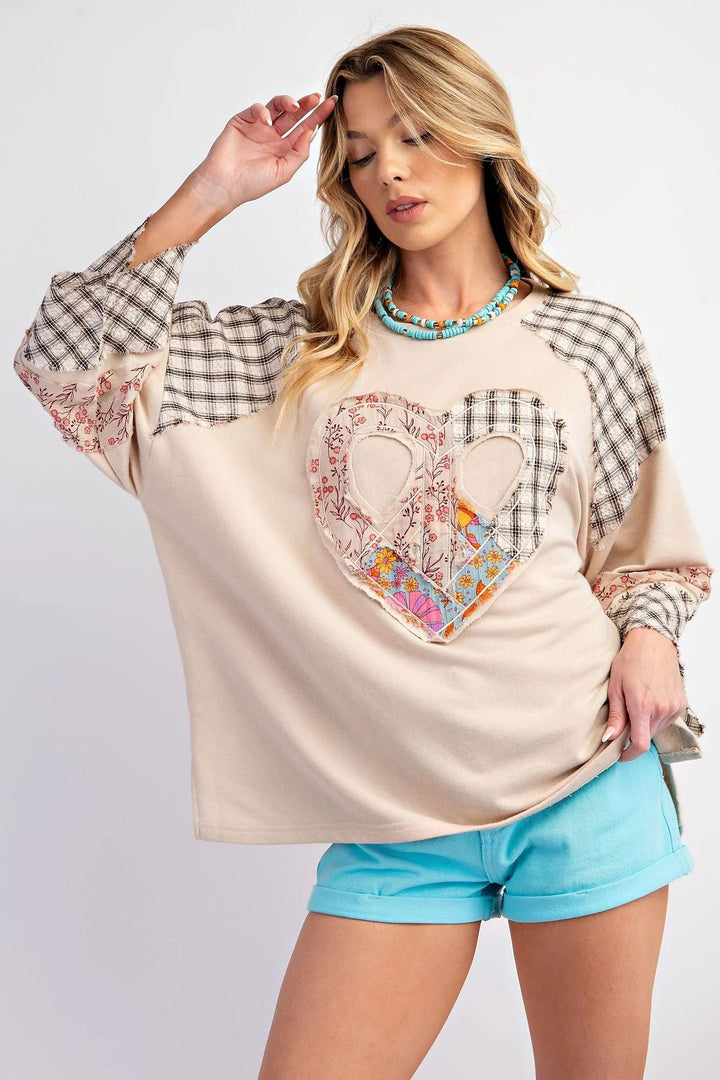 Damernas kreativa sweatshirt med patchwork-design Eva Jonsson-Eva Jonsson
