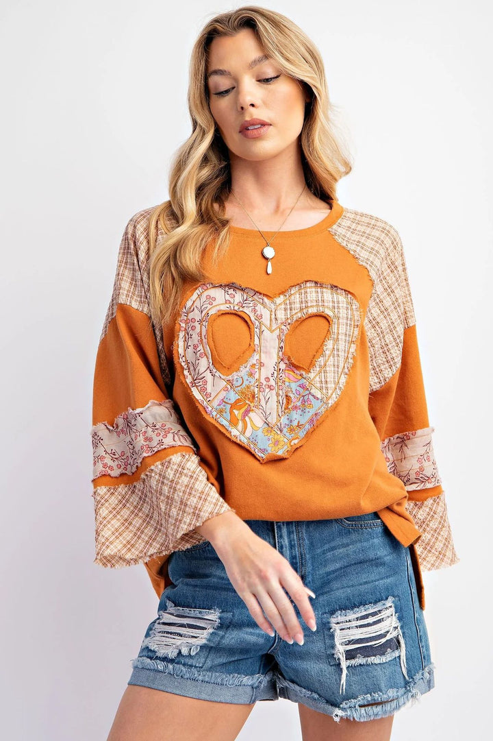 Damernas kreativa sweatshirt med patchwork-design Eva Jonsson-Eva Jonsson
