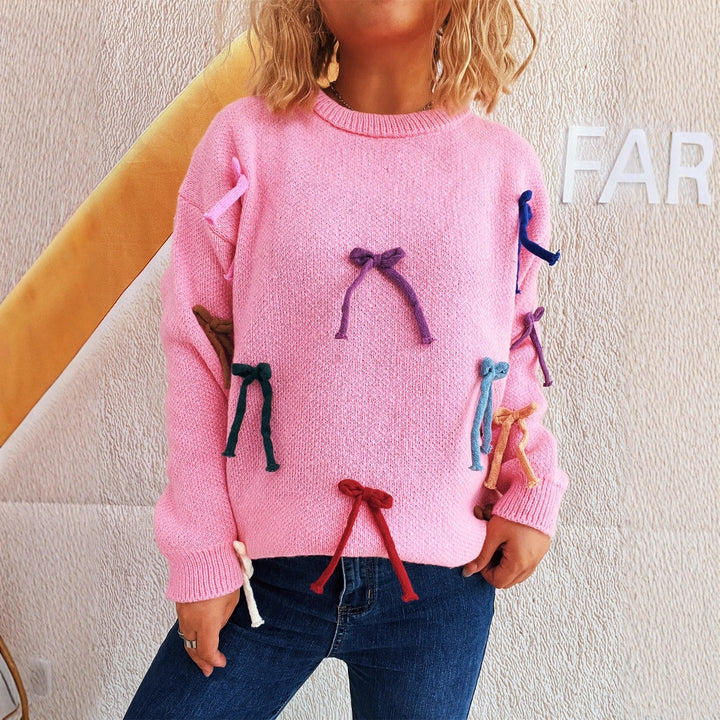 Damernas kreativa tröja med färgglada slöjfdetaljer Eva Jonsson-Eva Jonsson