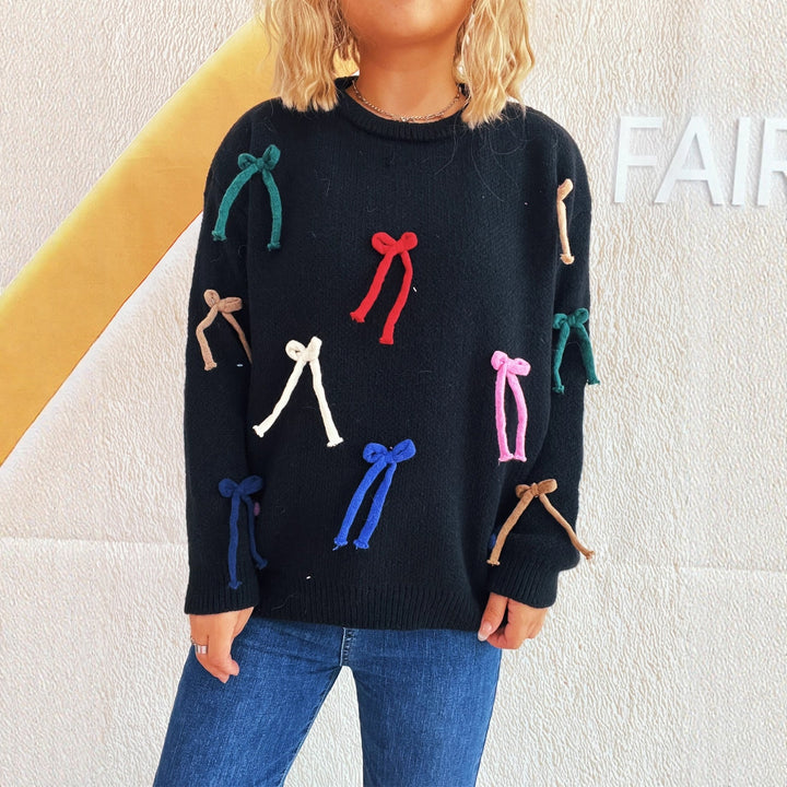 Damernas kreativa tröja med färgglada slöjfdetaljer Eva Jonsson-Eva Jonsson