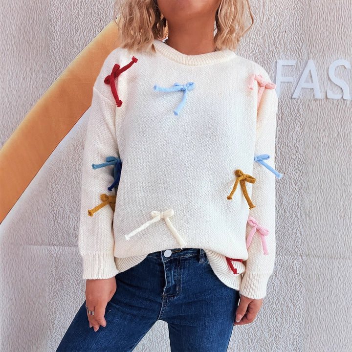 Damernas kreativa tröja med färgglada slöjfdetaljer Eva Jonsson-Eva Jonsson
