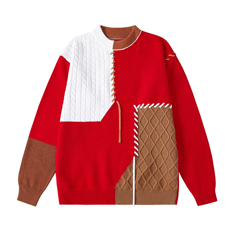 Damernas kreativa tröja med strukturerad patchwork-design och unika detaljer Mirla-Eva Jonsson