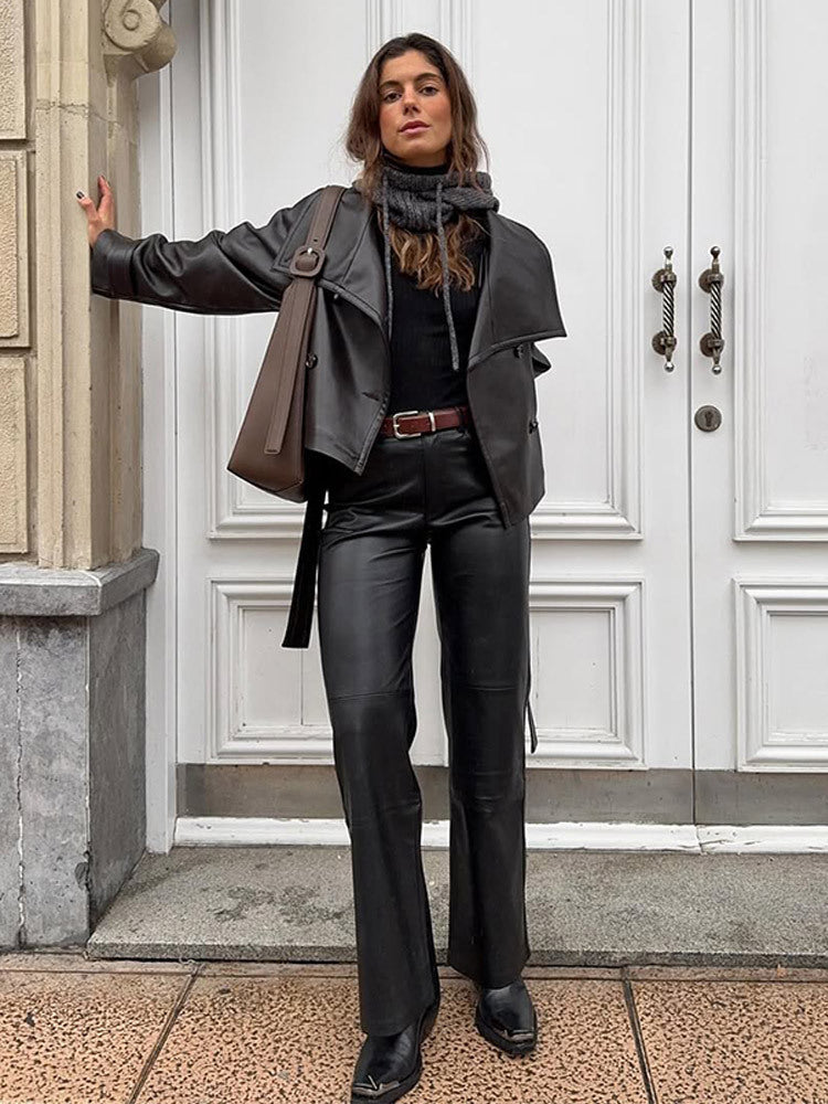 Damernas läderjacka med modig asymmetrisk skärning Eva Jonsson-Eva Jonsson