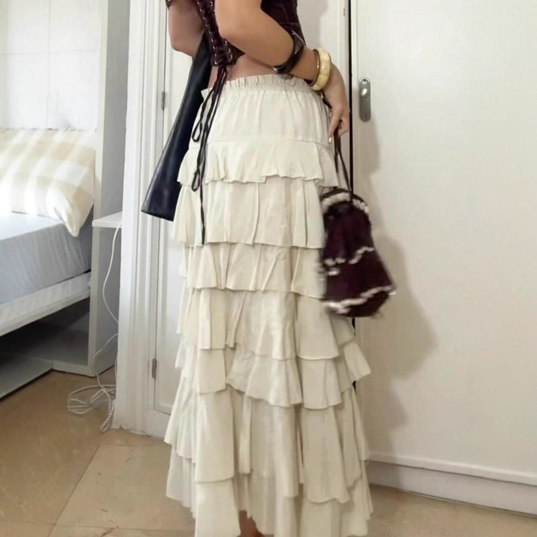 Damernas lagd midi-kjol med ryschar och elastiskt midjeband Eva Jonsson-Eva Jonsson