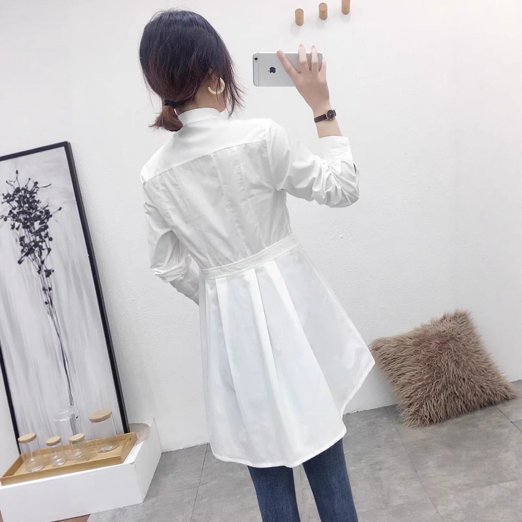 Damernas långärmad blus med figurskuren passform och knäppbar ståkrage Eva Jonsson-Eva Jonsson