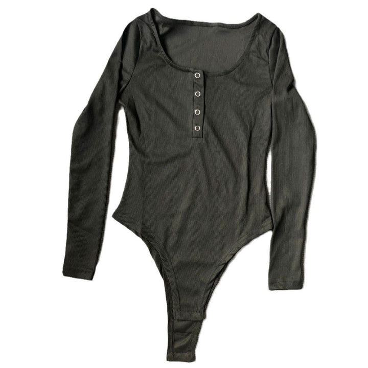 Damernas långärmad bodysuit med elegant rundhals och modernt knapdesign Eva Jonsson-Eva Jonsson