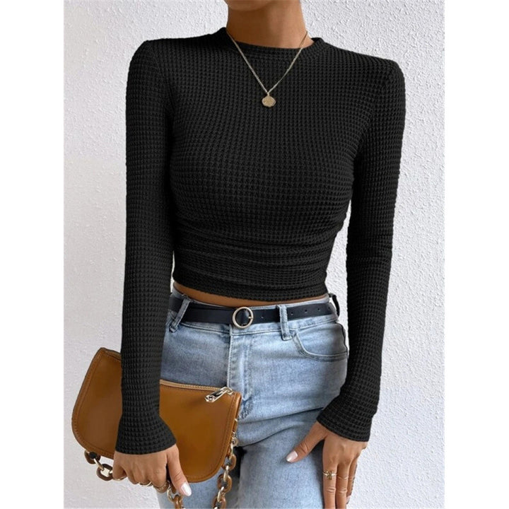Damernas långärmad crop top i strukturerad jersey Mirla-Eva Jonsson