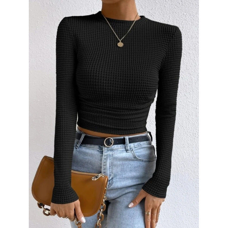 Damernas långärmad crop top i strukturerad jersey Mirla-Eva Jonsson