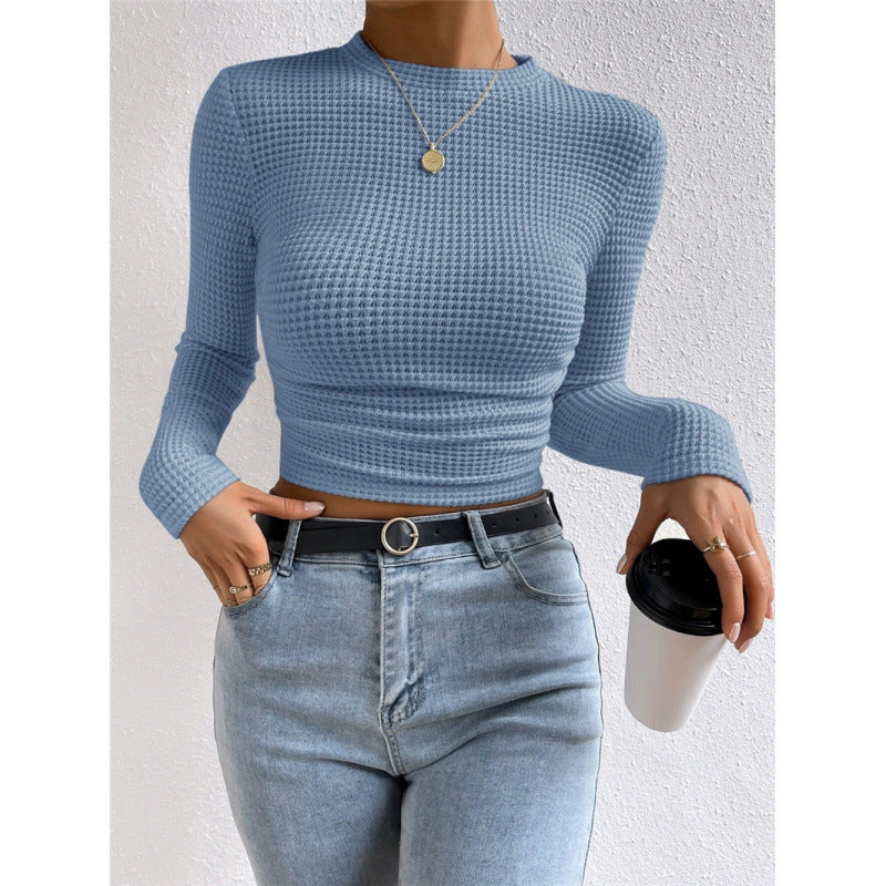 Damernas långärmad crop top i strukturerad jersey Mirla-Eva Jonsson