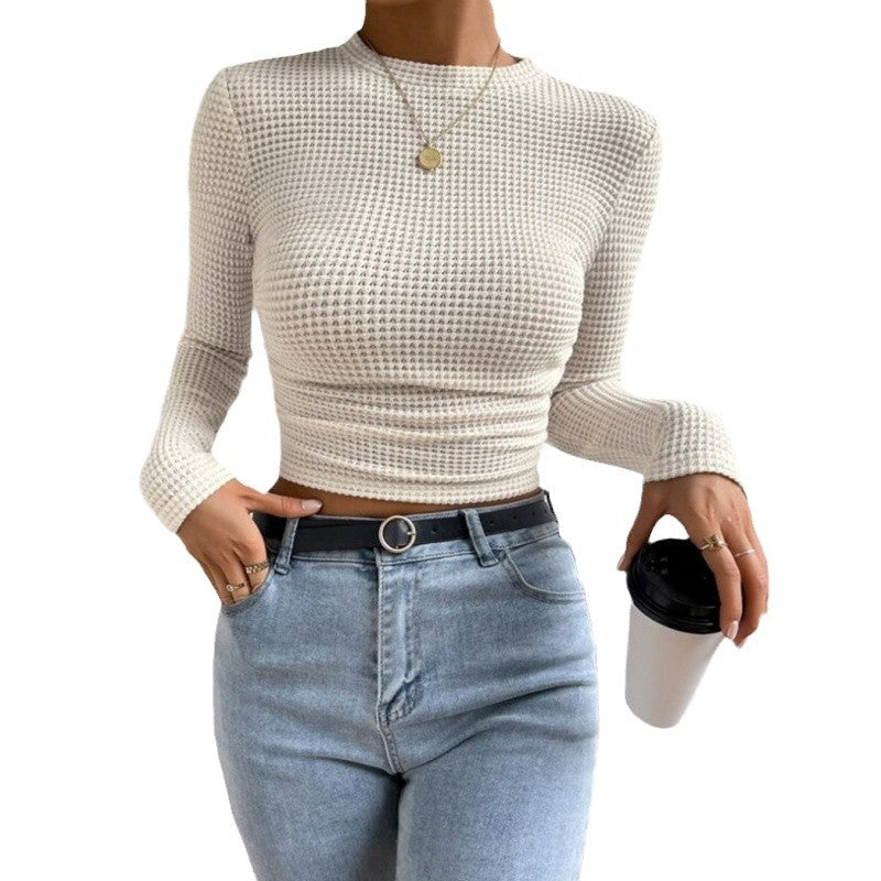 Damernas långärmad crop top i strukturerad jersey Mirla-Eva Jonsson