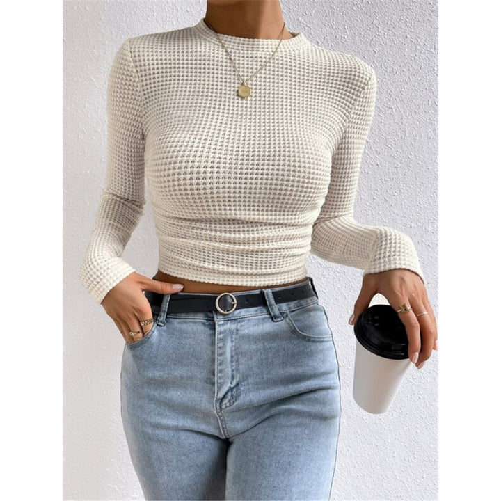 Damernas långärmad crop top i strukturerad jersey Mirla-Eva Jonsson