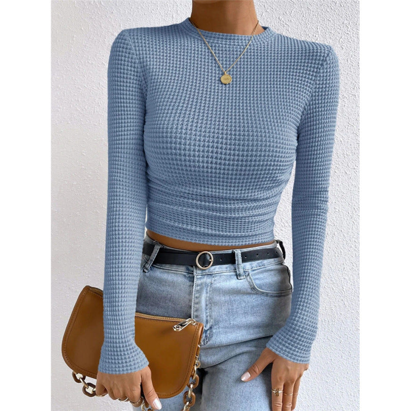 Damernas långärmad crop top i strukturerad jersey Mirla-Eva Jonsson