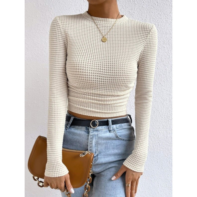 Damernas långärmad crop top i strukturerad jersey Mirla-Eva Jonsson