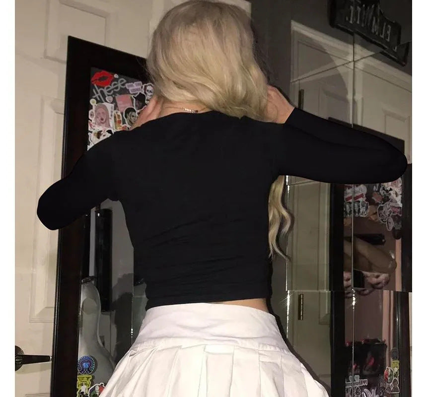 Damernas långärmad crop top med unik smyckestryck Eva Jonsson-Eva Jonsson