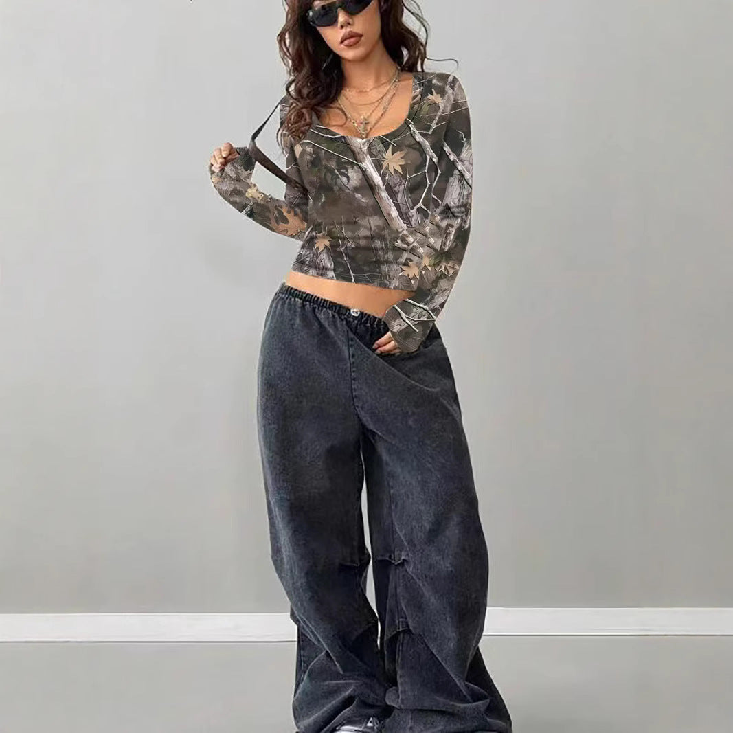 Damernas långärmad kamouflage-t-shirt Eva Jonsson-Eva Jonsson