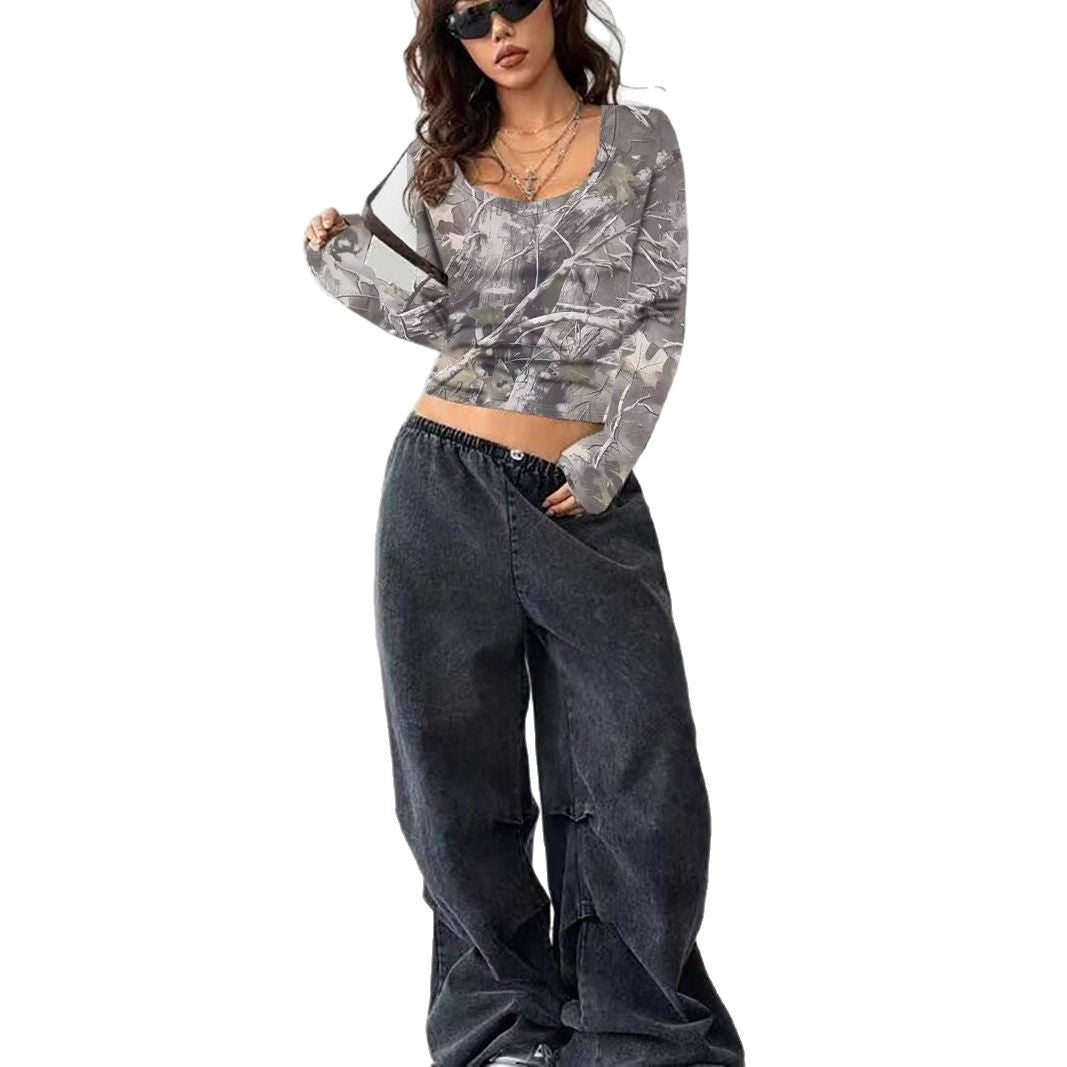 Damernas långärmad kamouflage-t-shirt Eva Jonsson-Eva Jonsson