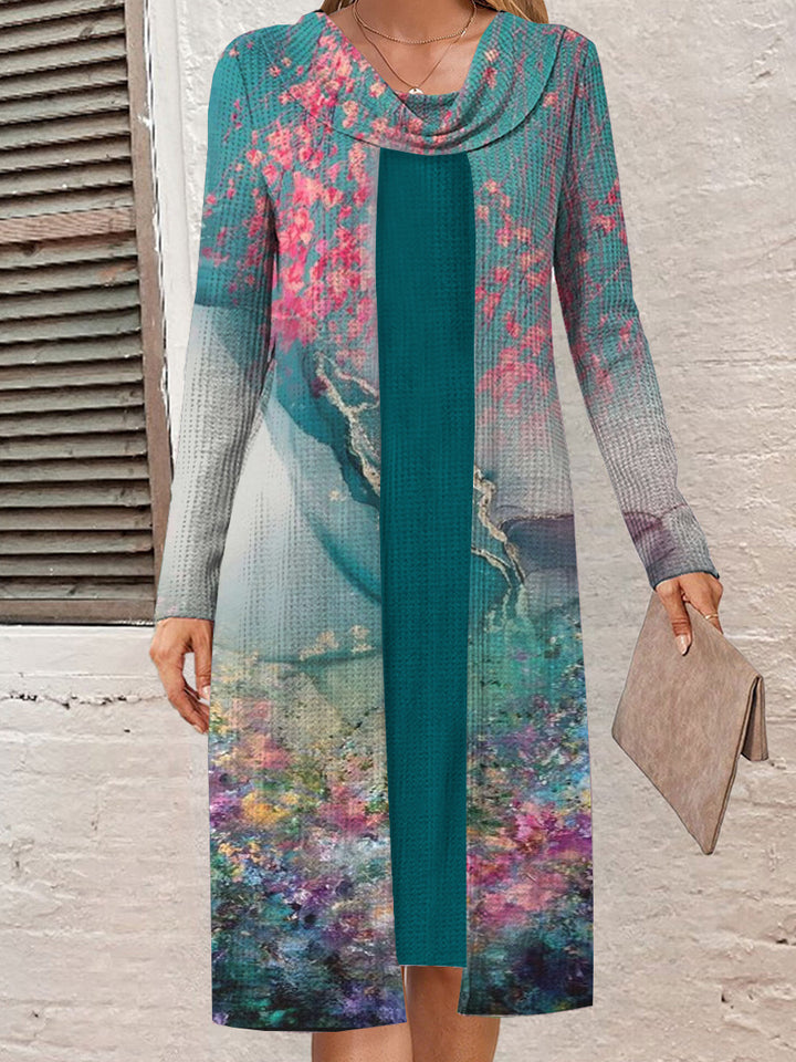 Damernas långärmad klänning med konstfullt blommönster Eva Jonsson-Eva Jonsson