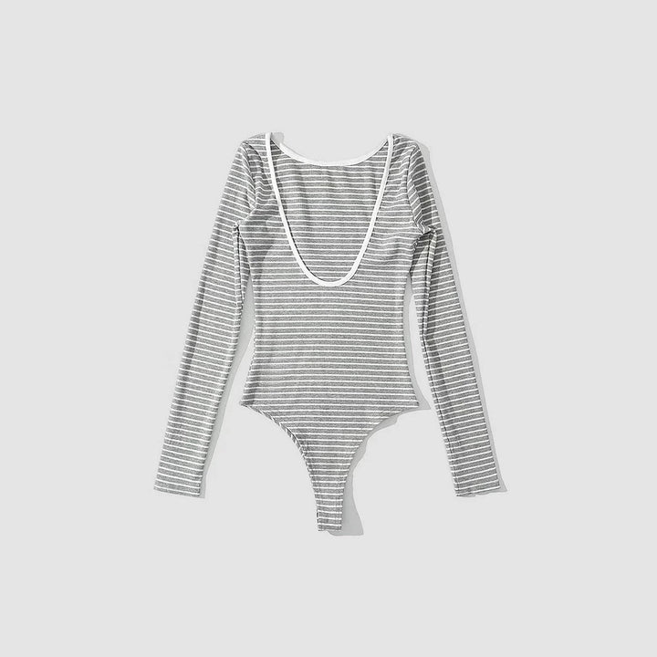 Damernas långärmad kropp med öppen rygg och randigt mönster Eva Jonsson-Eva Jonsson