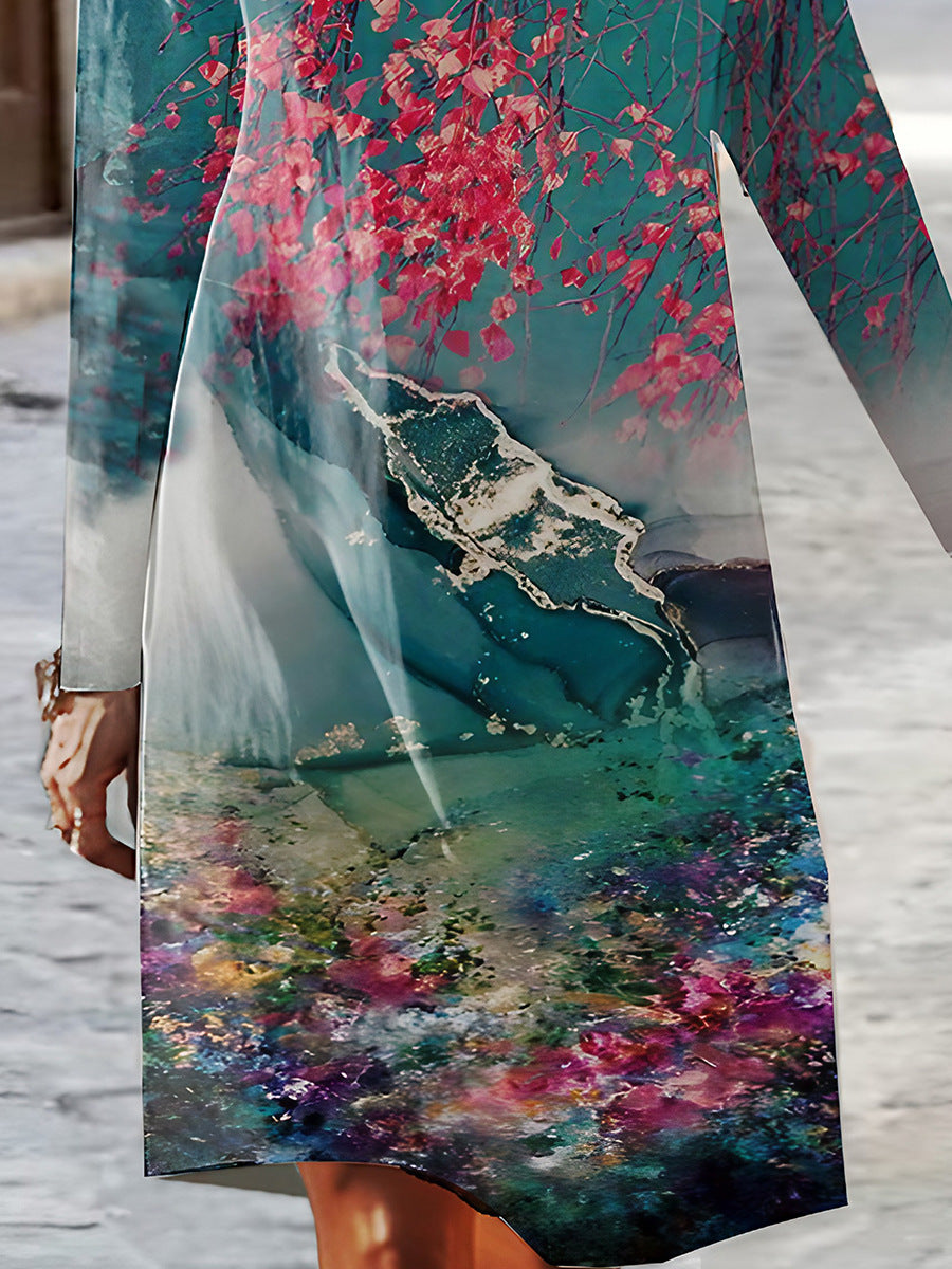 Damernas långärmad maxiklänning med blommönster Eva Jonsson-Eva Jonsson