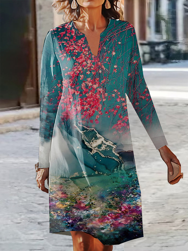 Damernas långärmad maxiklänning med blommönster Eva Jonsson-Eva Jonsson