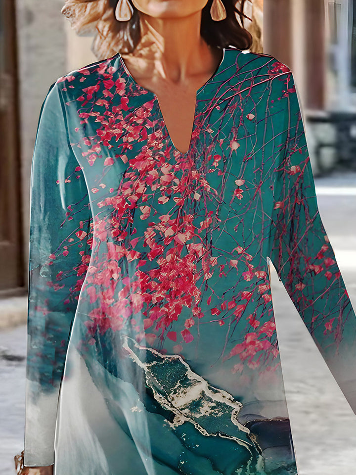 Damernas långärmad maxiklänning med blommönster Eva Jonsson-Eva Jonsson