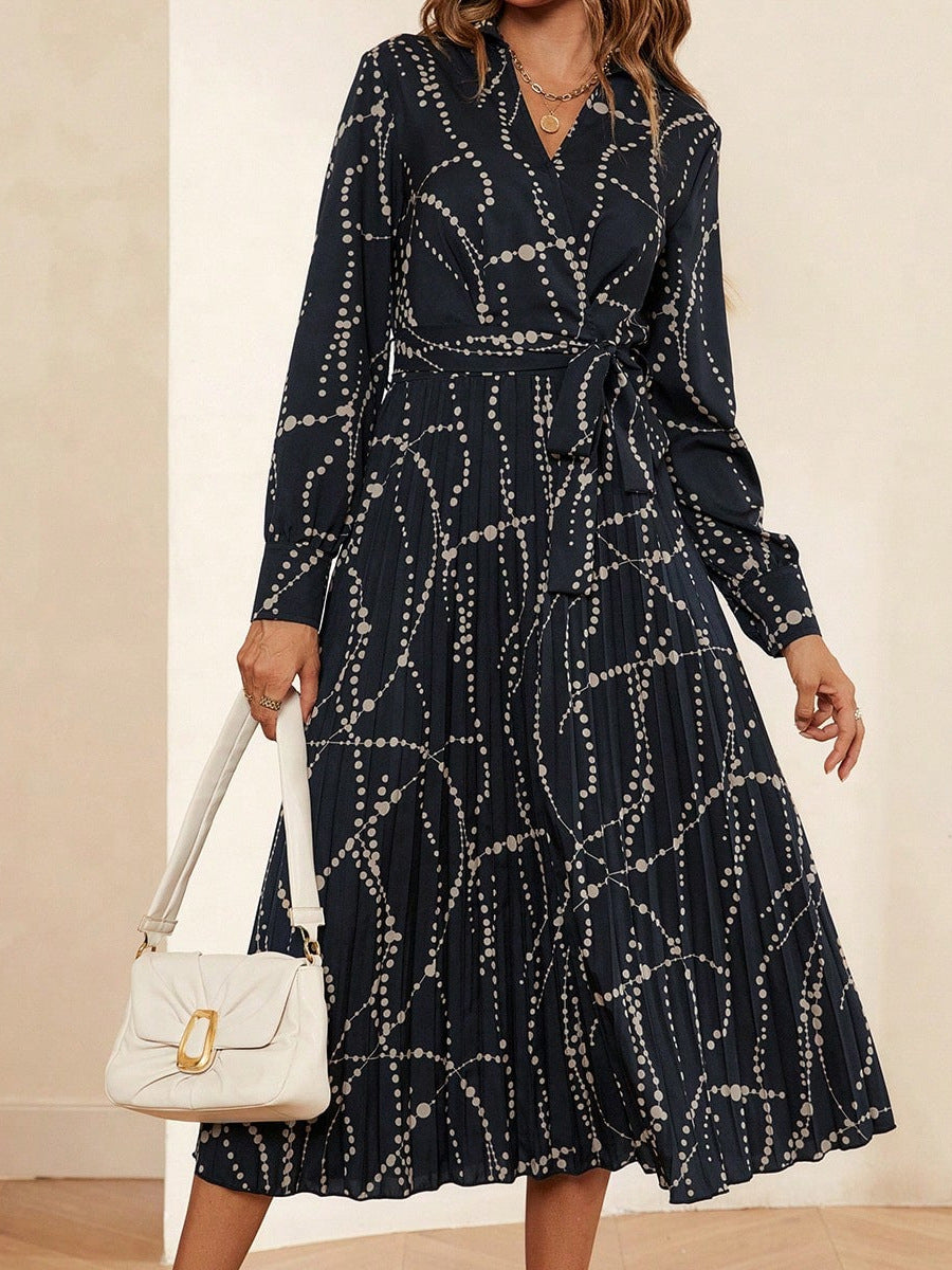 Damernas långärmad omslagsklänning med veck och knut Eva Jonsson-Eva Jonsson