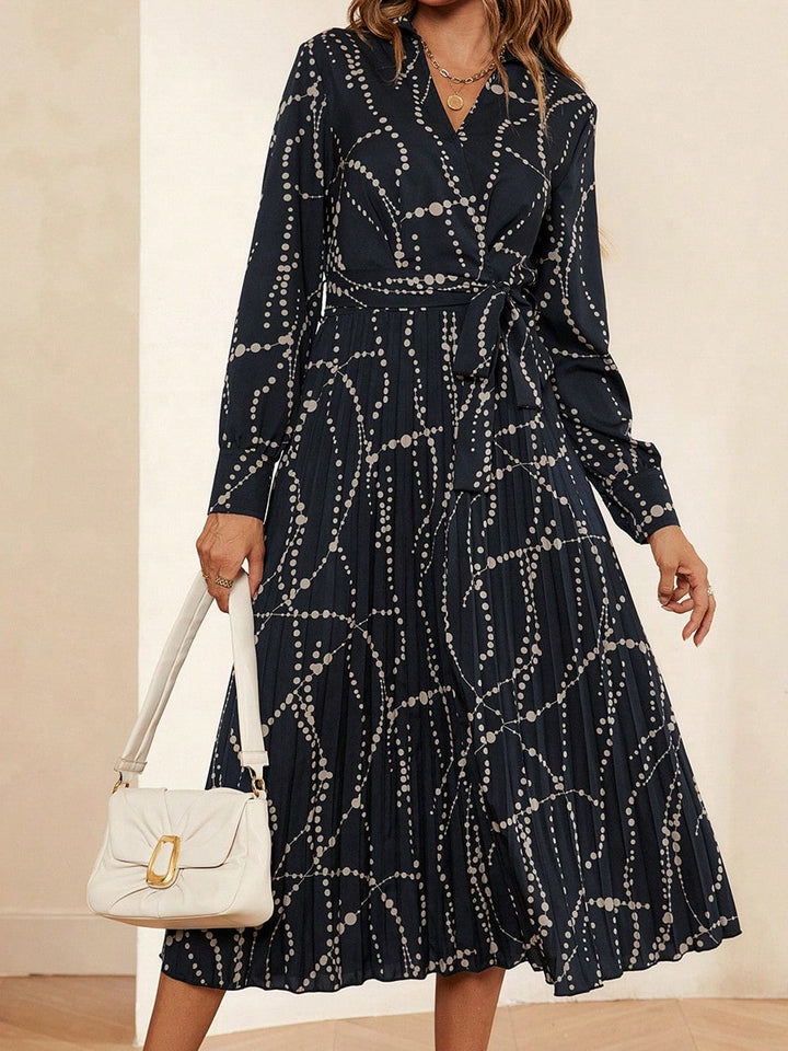 Damernas långärmad omslagsklänning med veck och knut Eva Jonsson-Eva Jonsson