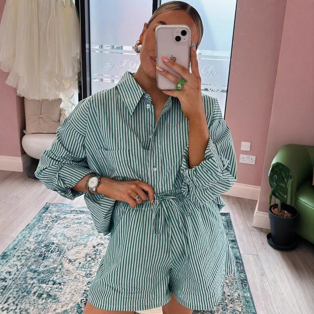 Damernas långärmad randig skjorta med ficka Eva Jonsson-Eva Jonsson