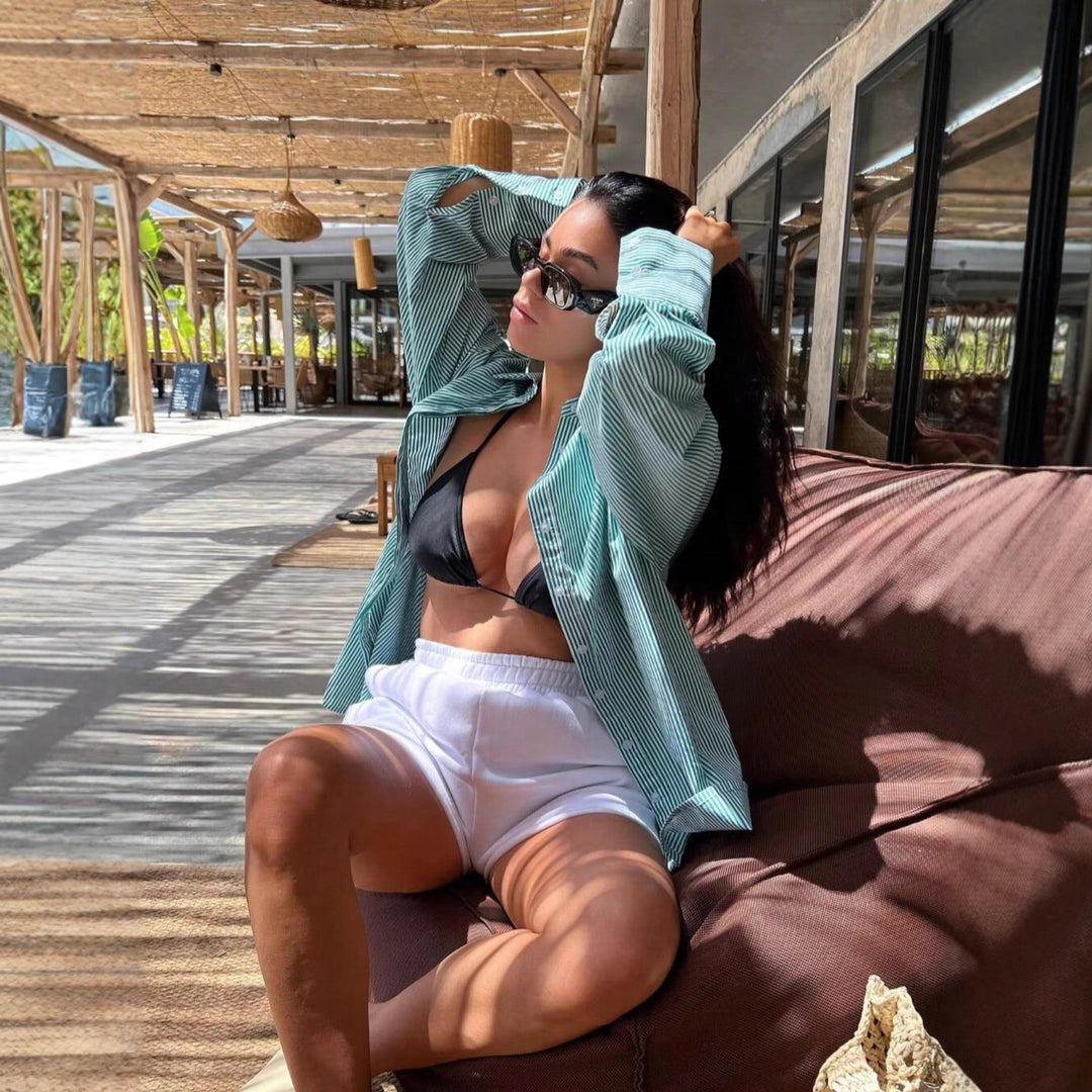 Damernas långärmad randig skjorta med ficka Eva Jonsson-Eva Jonsson