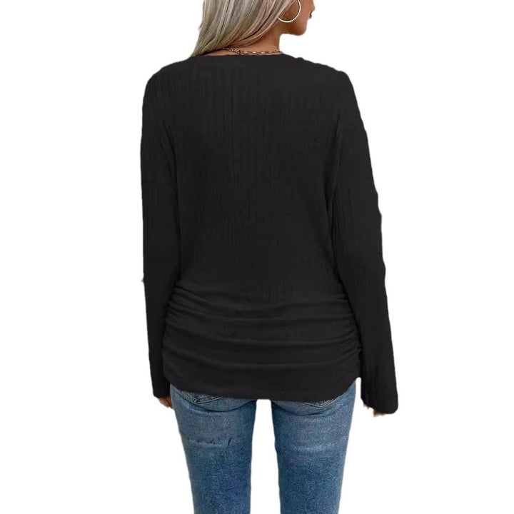 Damernas långärmad ribbad topp med figursydd skärning Eva Jonsson-Eva Jonsson
