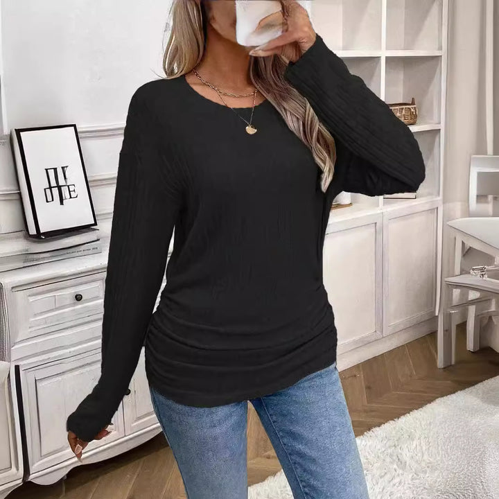 Damernas långärmad ribbad topp med figursydd skärning Eva Jonsson-Eva Jonsson