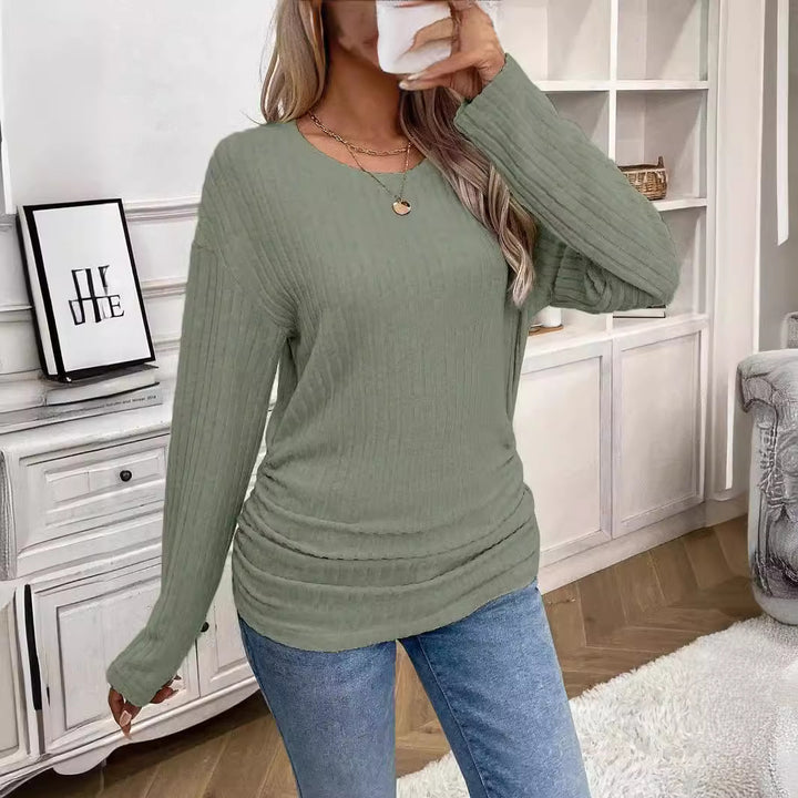 Damernas långärmad ribbad topp med figursydd skärning Mirla-Eva Jonsson