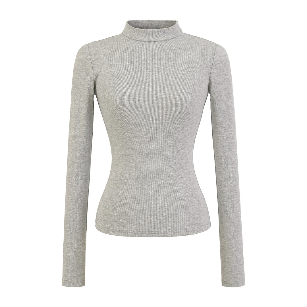 Damernas långärmad ribbad topp med hög krage Eva Jonsson-Eva Jonsson