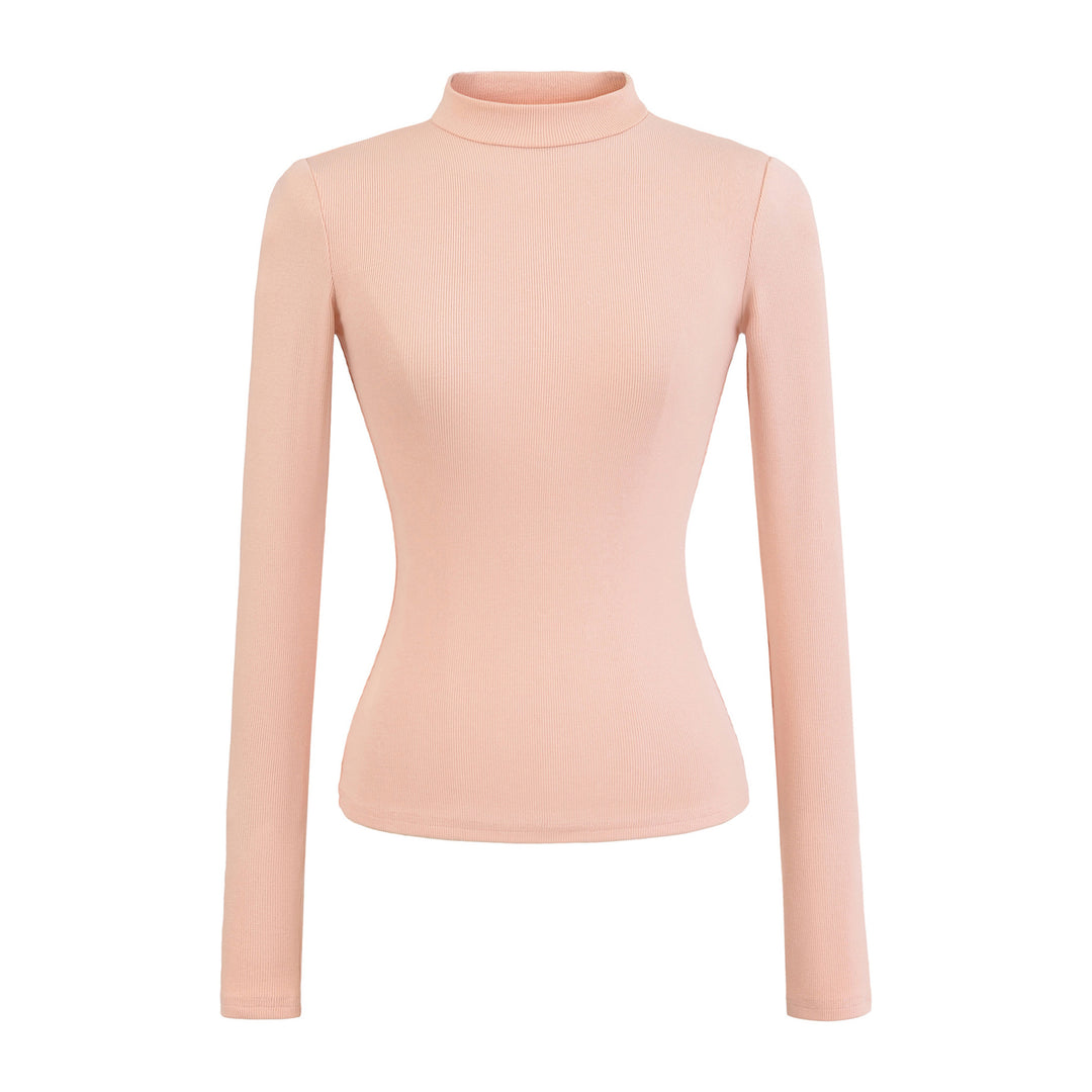 Damernas långärmad ribbad topp med hög krage Eva Jonsson-Eva Jonsson