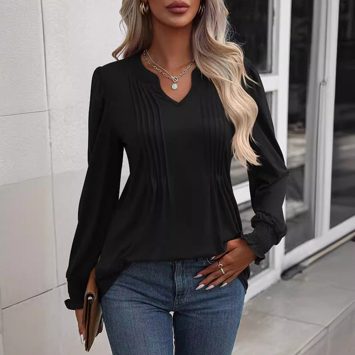 Damernas långärmad skjorta med elegant volang Eva Jonsson-Eva Jonsson