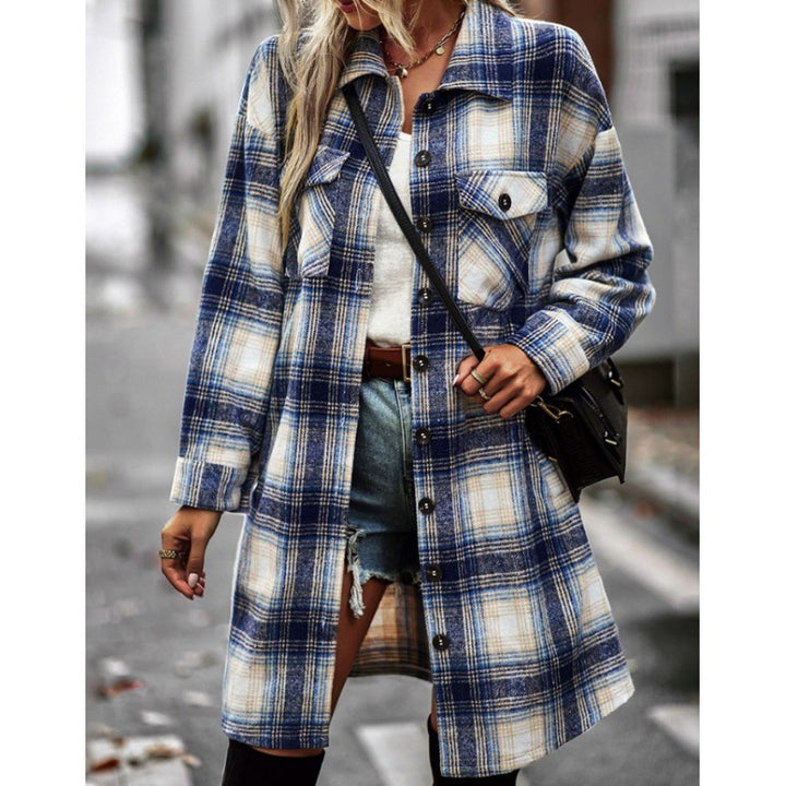 Damernas långärmad skjortjacka i rutmönster med stora fickor Eva Jonsson-Eva Jonsson